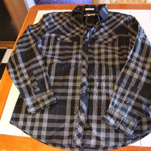 EXPRESS MENS BLACK/GRAY SNAP DOWN SHIRT SIZE L